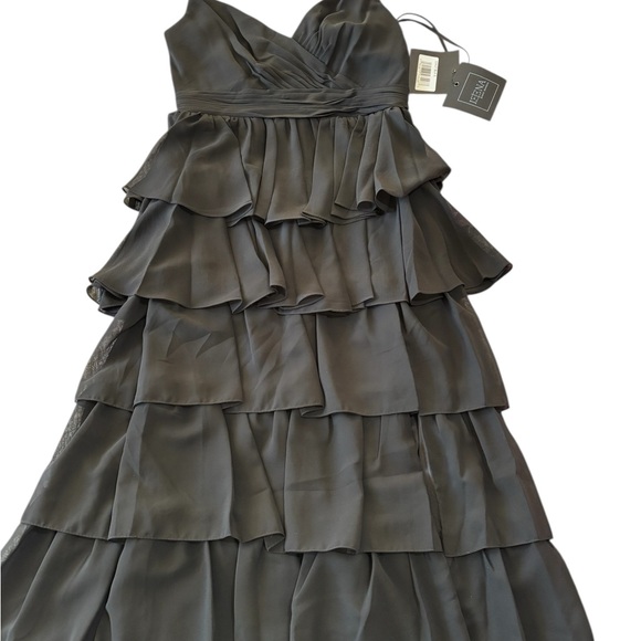 IEENA for Mac Duggal Black Tiered Midi Dress Ruffle Cocktail Size 4 NWT Formal - Picture 11 of 15